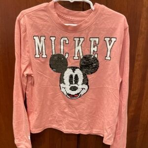 Abercrombie kids Pink Sequin Mickey Mouse Long Sleeve T-Shirt - Size 7/8